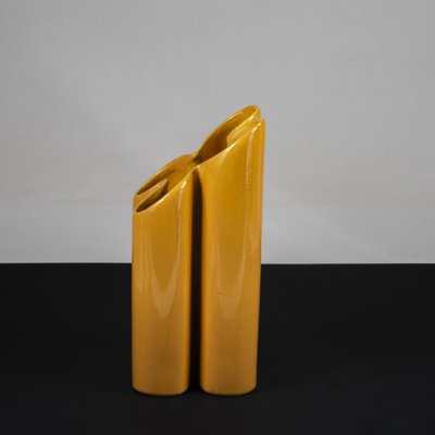 Yellow Glazed Terracotta Vase in Cloverleaf Shape from Pierre Cardin-RAQ-1817063