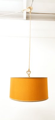 Yellow Gold Fabric Suspension Light with Gold Silk Cable-QLH-1175142