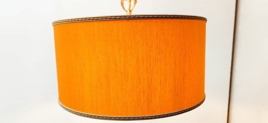 Yellow Gold Fabric Suspension Light with Gold Silk Cable-QLH-1175142