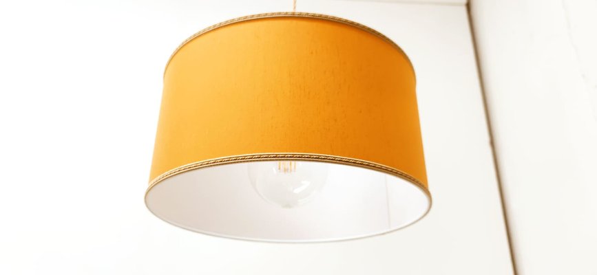 Yellow Gold Fabric Suspension Light with Gold Silk Cable-QLH-1175142