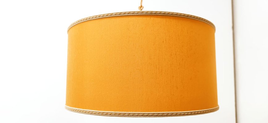 Yellow Gold Fabric Suspension Light with Gold Silk Cable-QLH-1175142