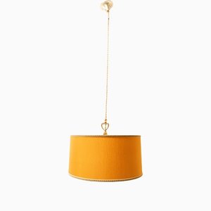 Yellow Gold Fabric Suspension Light with Gold Silk Cable-QLH-1175142