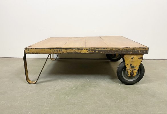 Yellow Industrial Coffee Table Cart, 1960s-CGF-1233923