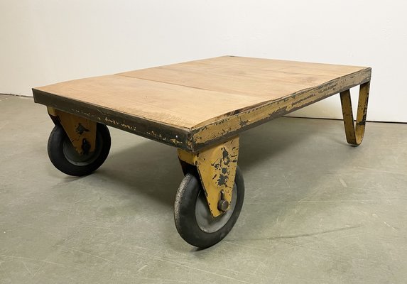 Yellow Industrial Coffee Table Cart, 1960s-CGF-1233923