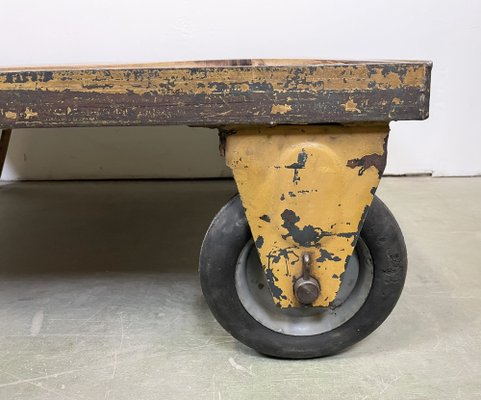 Yellow Industrial Coffee Table Cart, 1960s-CGF-1233923