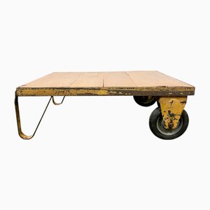 Yellow Industrial Coffee Table Cart, 1960s-CGF-1233923