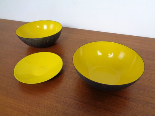 Yellow Krenit Bowls by Herbert Krenchel Torben Ørskov, Set of 3, 1960s-RDW-820306