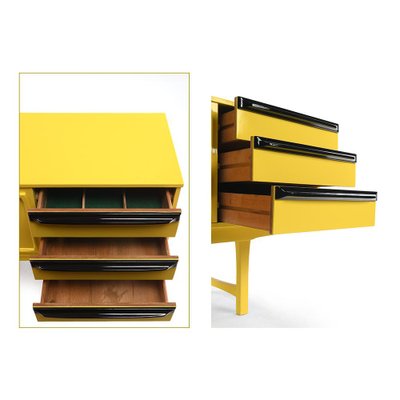 Yellow Lacquered Wood Console Table, 1960s-NQ-668676