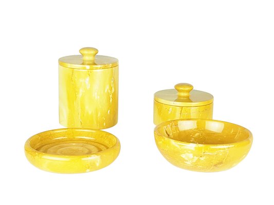 Yellow Marble Bowls and Boxes, 1970s, Set of 4-RD-1822109