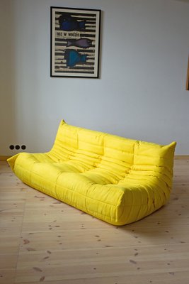 Yellow Microfiber Togo 2- and 3-Seat Sofa by Michel Ducaroy for Ligne Roset, Set of 2-IXA-819687