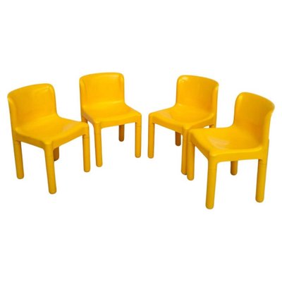 Yellow Model 4875 Chairs by Carlo Bartoli for Kartell, 1974, Set of 4-RNN-1949566