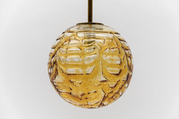 Yellow Murano Glass Ball Pendant Lamp from Doria Leuchten, 1960s-KQB-1756579