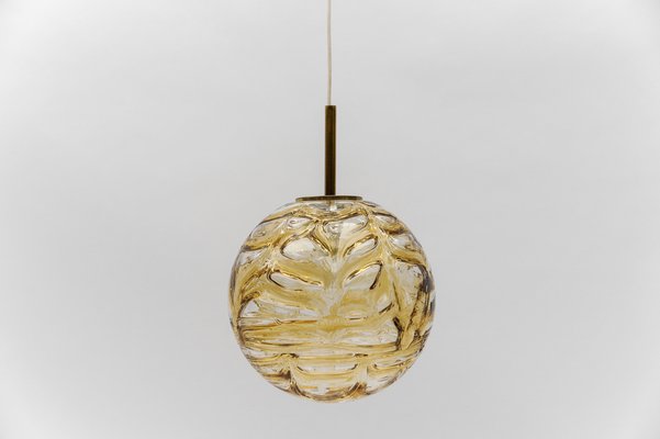 Yellow Murano Glass Ball Pendant Lamp from Doria Leuchten, 1960s-KQB-1756974