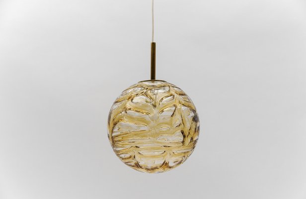 Yellow Murano Glass Ball Pendant Lamp from Doria Leuchten, 1960s-KQB-1756974