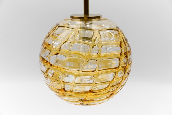 Yellow Murano Glass Ball Pendant Lamp from Doria Leuchten, 1960s-KQB-1734434