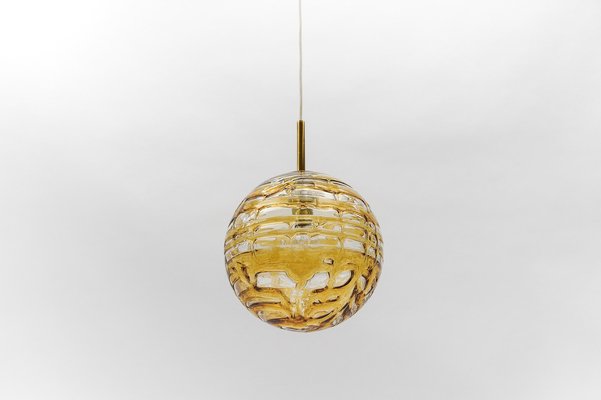 Yellow Murano Glass Ball Pendant Lamp from Doria Leuchten, 1960s-KQB-1757232