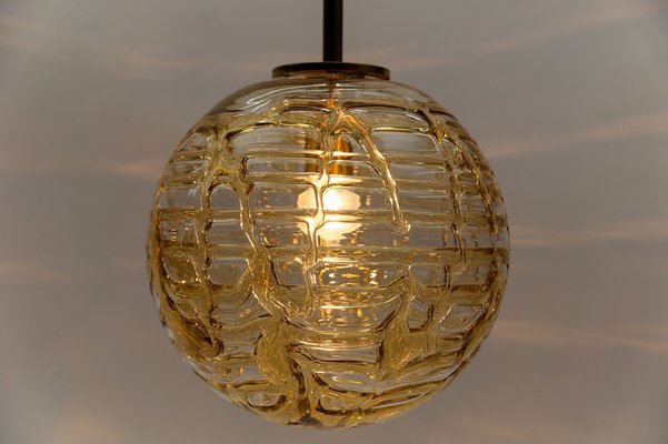 Yellow Murano Glass Ball Pendant Lamp from Doria Leuchten, 1960s-KQB-1734366