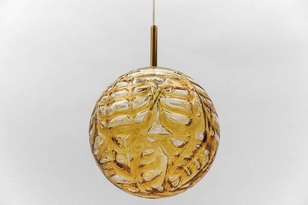 Yellow Murano Glass Ball Pendant Lamp from Doria Leuchten, 1960s-KQB-1756579