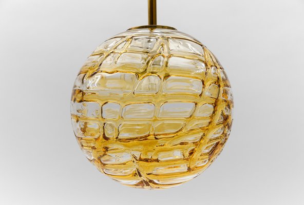 Yellow Murano Glass Ball Pendant Lamp from Doria Leuchten, 1960s-KQB-1734434