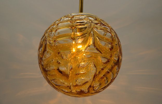 Yellow Murano Glass Ball Pendant Lamp from Doria Leuchten, 1960s-KQB-1756579