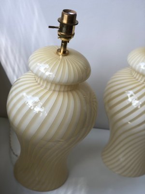 Yellow Murano Glass Swirl Table Lamp from Venini, 1970s-ARN-567309