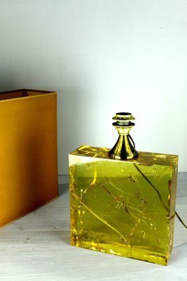 Yellow Resin Table Lamp by Pierre Girardoux, 1960s-FKQ-1758425