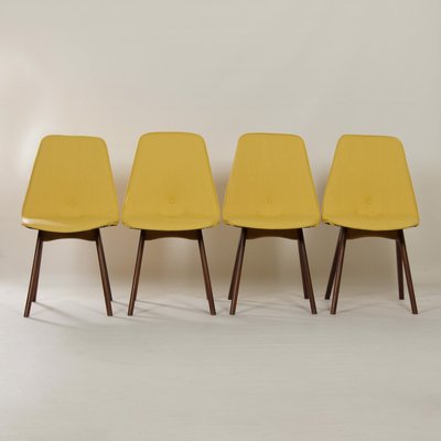 Yellow Teak Dining Chairs by Van Os, 1950s, Set of 4-ZT-1090237