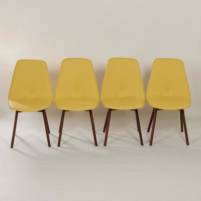 Yellow Teak Dining Chairs by Van Os, 1950s, Set of 4-ZT-1090237