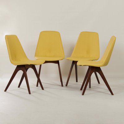 Yellow Teak Dining Chairs by Van Os, 1950s, Set of 4-ZT-1090237