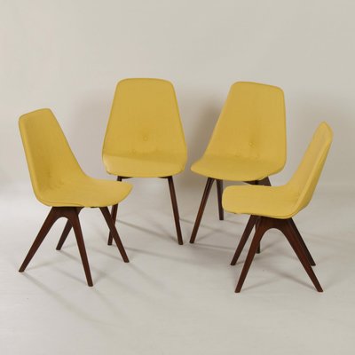 Yellow Teak Dining Chairs by Van Os, 1950s, Set of 4-ZT-1090237