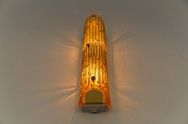 Yellow Tinted Structured Glass Sconce by Doria for Doria Leuchten, Germany, 1960s-KQB-1739513