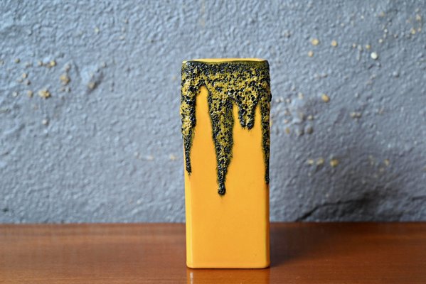 Yellow Vase with Fohr Keramik Lava Drips, 1960s-AIU-1784189