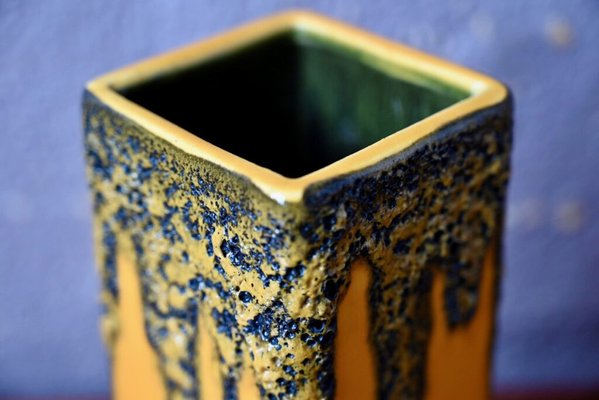 Yellow Vase with Fohr Keramik Lava Drips, 1960s-AIU-1784189