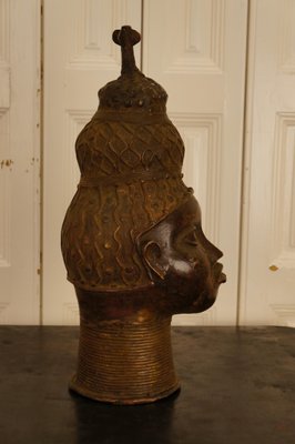 Yoruba Artist, Head, 1950s, Bronze Sculpture-DKC-589117