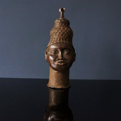 Yoruba Artist, Head, 1950s, Bronze Sculpture-DKC-589117