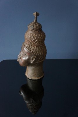 Yoruba Artist, Head, 1950s, Bronze Sculpture-DKC-589117