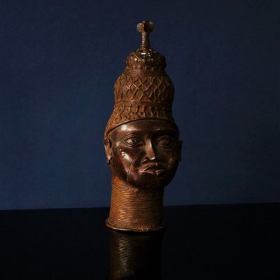 Yoruba Artist, Head, 1950s, Bronze Sculpture-DKC-589117