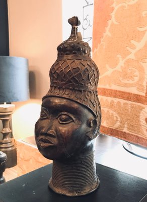 Yoruba Artist, Head, 1950s, Bronze Sculpture-DKC-589117