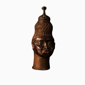 Yoruba Artist, Head, 1950s, Bronze Sculpture-DKC-589117