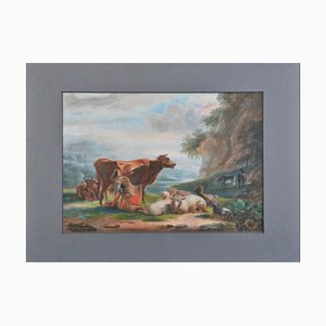 Young Girl Milking a Cow, 1859, Artwork on Paper-QOR-2023620