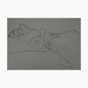 Young Woman Resting Drawing by René Genis-KHH-544344