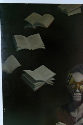 Young Woman with Books, 1970s, Painting on Panel-XNH-1816686