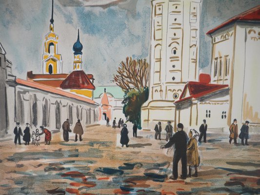 Yves Brayer, Suzdal: The Square, 20th-Century, Original Lithograph-KHH-1321628