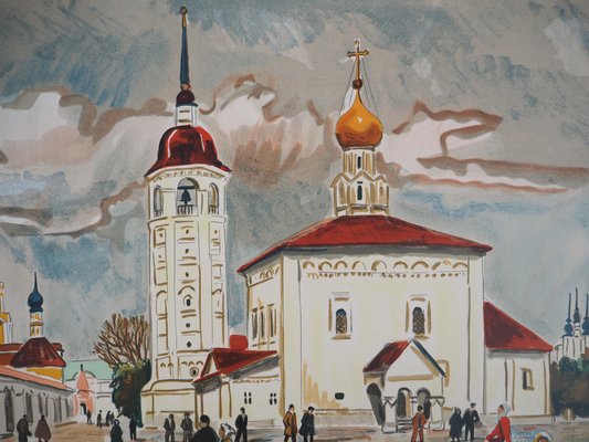 Yves Brayer, Suzdal: The Square, 20th-Century, Original Lithograph-KHH-1321628