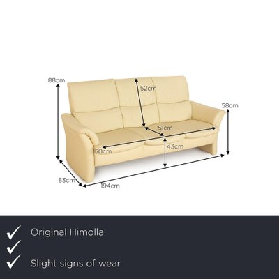 Zerostress Leather Three Seater Cream Sofa from Himolla-RQW-2036292