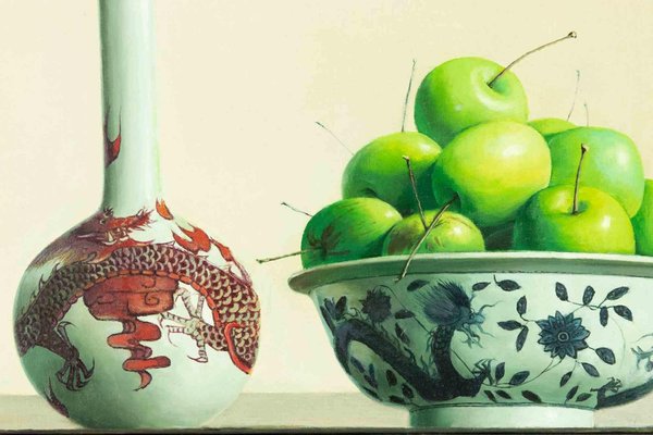 Zhang Wei Guang, Still Life with Apples and Bottle, Oil Painting, 2006-ZCI-1422429