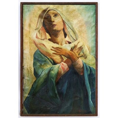 Zilia, Madonna with Hands on Her Chest, 1890s-1910s, Oil on Canvas-BEW-2042193