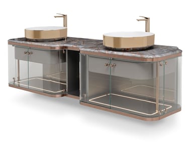 DORINDA - Double glass vanity unit with doors by Visionnaire