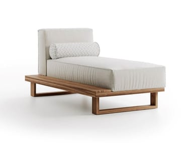 9.ZERO LEFT CHAISE LONGUE - Teak and fabric sun lounger by Atmosphera