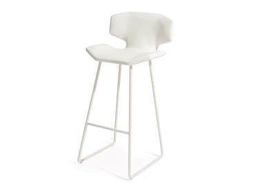 ALBATROS - High powder coated aluminium and leather stool by Visionnaire